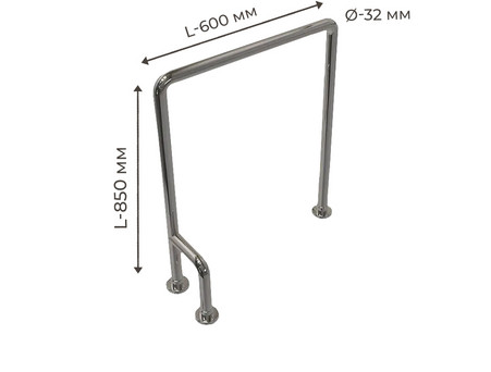 Поручень для людей с инвалидностью (МГН) напольный INVO П-образный правый и левый, размер 600х850 мм, D трубы – 32 мм